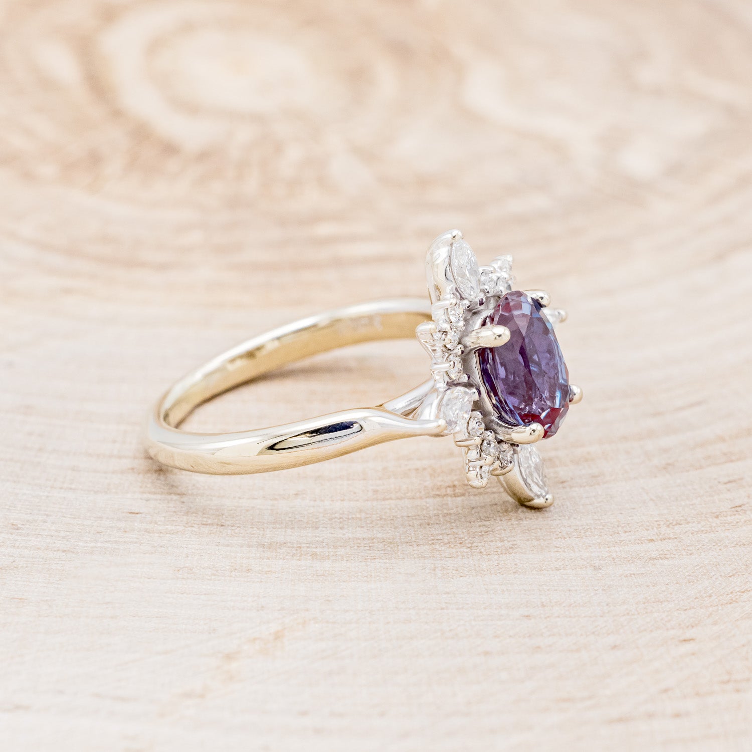 "AZALEA" - OVAL LAB-GROWN ALEXANDRITE ENGAGEMENT RING WITH DIAMOND HALO-2