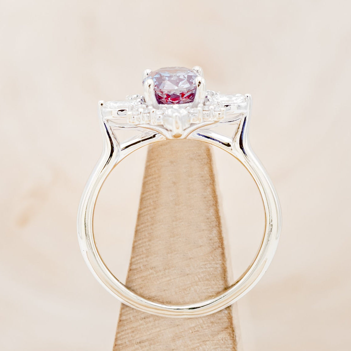 "AZALEA" - OVAL LAB-GROWN ALEXANDRITE ENGAGEMENT RING WITH DIAMOND HALO-6