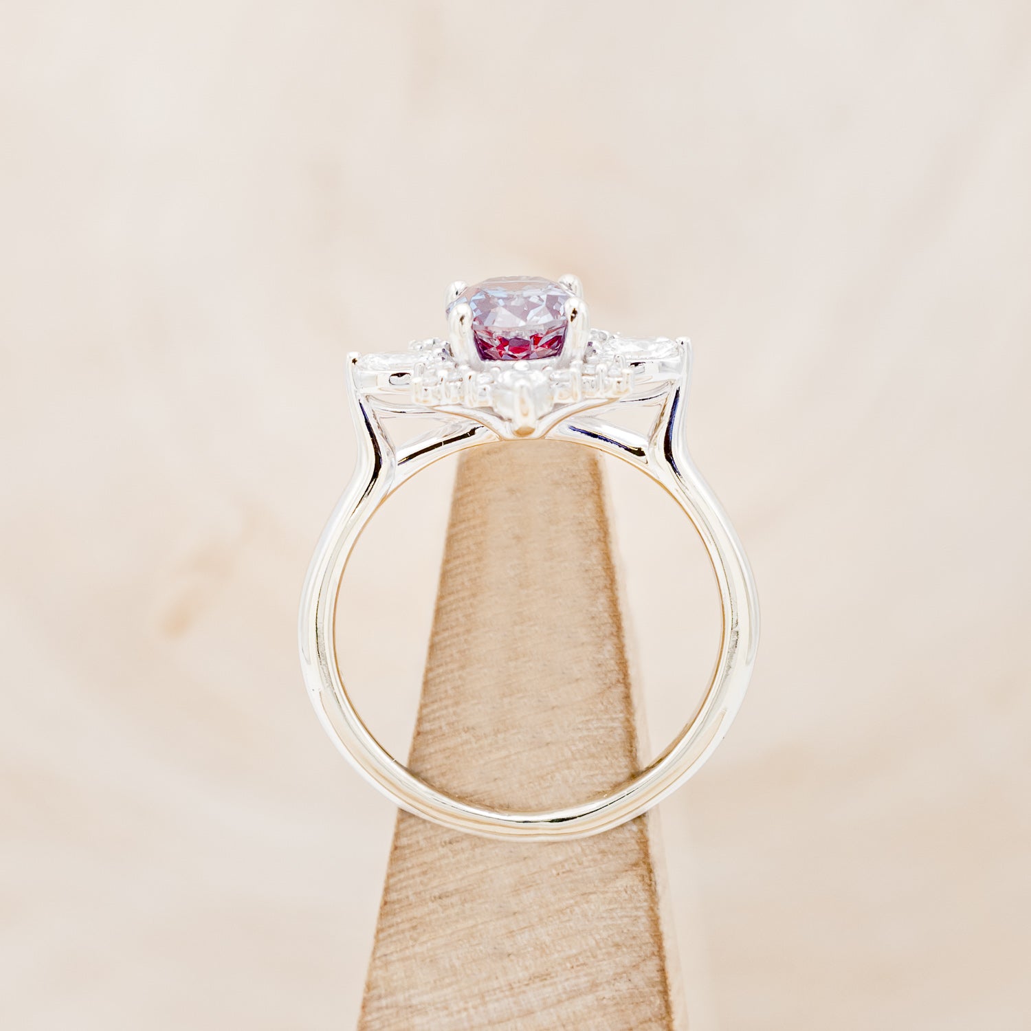 "AZALEA" - OVAL LAB-GROWN ALEXANDRITE ENGAGEMENT RING WITH DIAMOND HALO-6