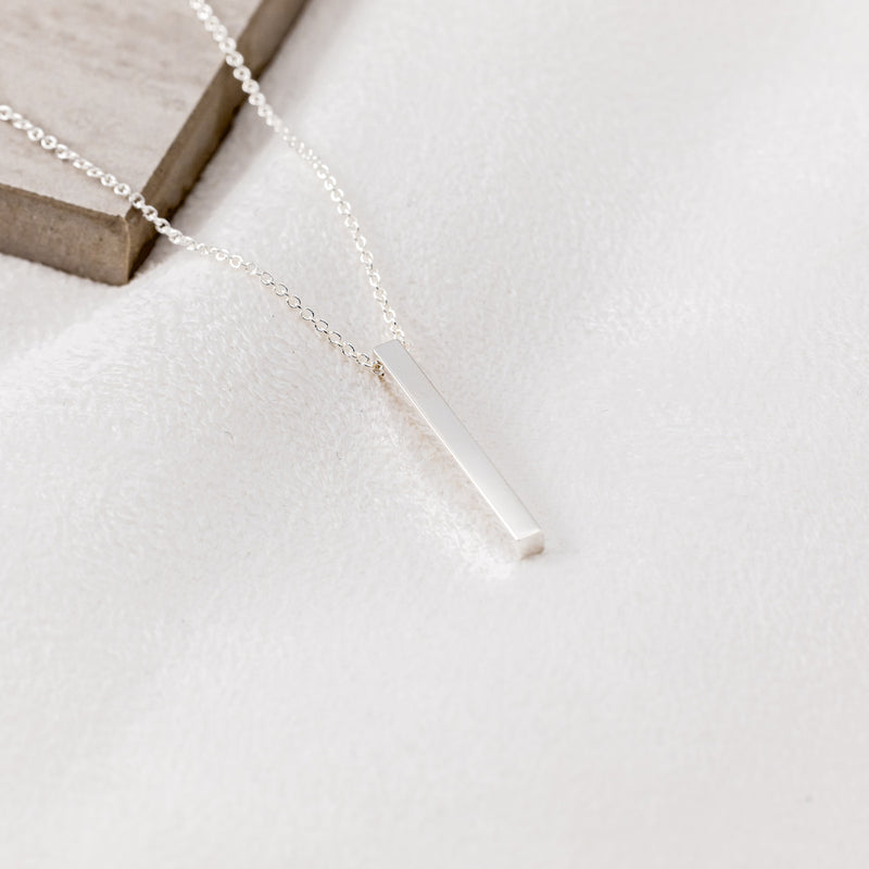 ENGRAVABLE FOUR-SIDED VERTICAL BAR NECKLACE