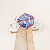 "ARTEMIS" - HEXAGON-CUT LAB-GROWN ALEXANDRITE ENGAGEMENT RING WITH DIAMOND ACCENTS-1