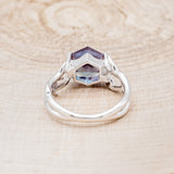 "ARTEMIS" - HEXAGON-CUT LAB-GROWN ALEXANDRITE ENGAGEMENT RING WITH DIAMOND ACCENTS
