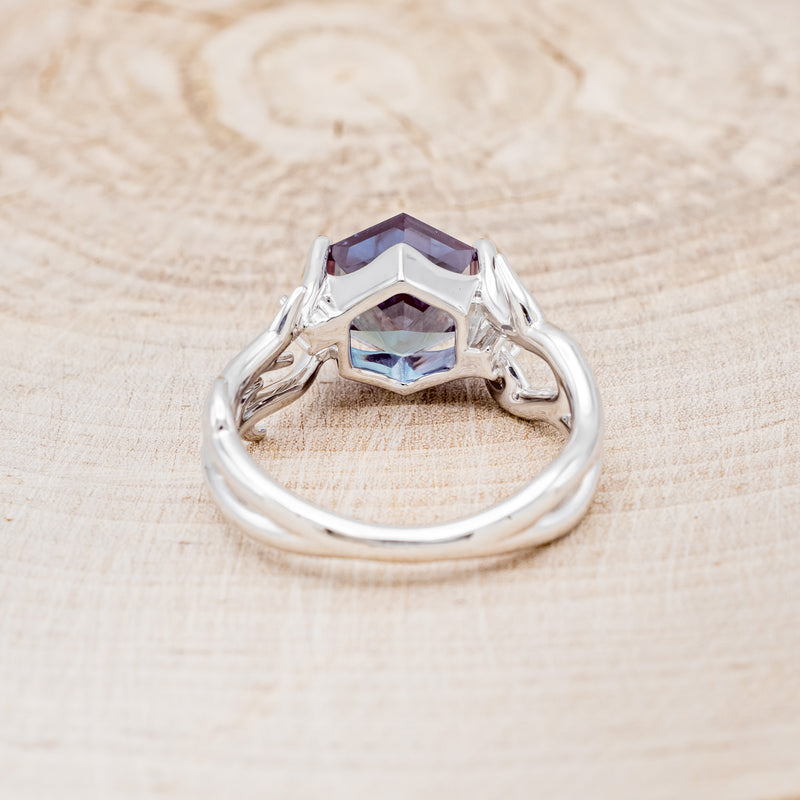 "ARTEMIS" - HEXAGON-CUT LAB-GROWN ALEXANDRITE ENGAGEMENT RING WITH DIAMOND ACCENTS-6