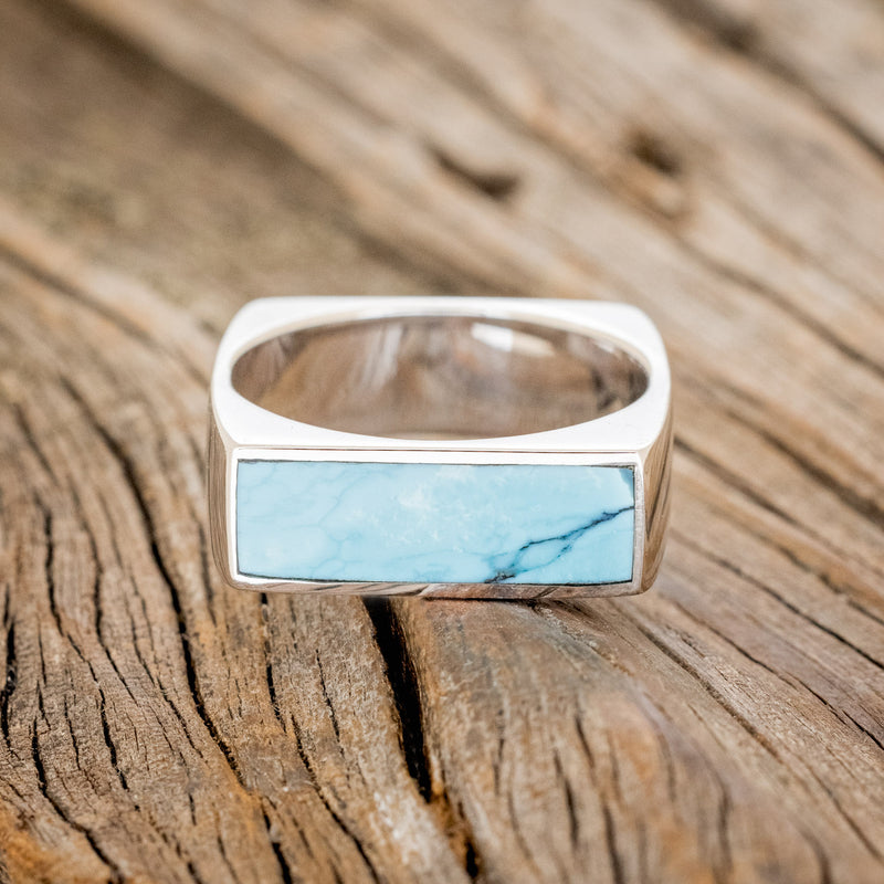 FLAT TOP TURQUOISE WEDDING RING-3