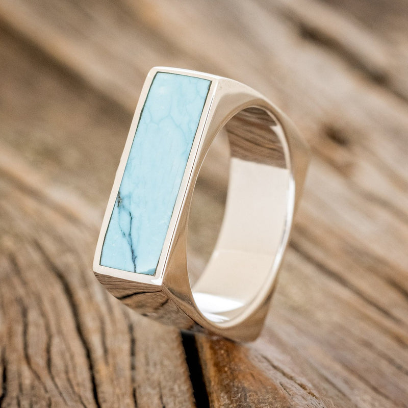 FLAT TOP TURQUOISE WEDDING RING-1