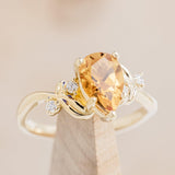 "GLADYS" - PEAR-SHAPED CITRINE ENGAGEMENT RING WITH DIAMOND ACCENTS-1