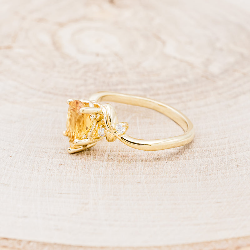 "GLADYS" - PEAR-SHAPED CITRINE ENGAGEMENT RING WITH DIAMOND ACCENTS-3