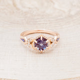 "LUCY IN THE SKY" PETITE - HEXAGON CUT LAB-GROWN ALEXANDRITE ENGAGEMENT RING WITH DIAMOND ACCENTS & COSMIC ACRYLIC INLAYS-2