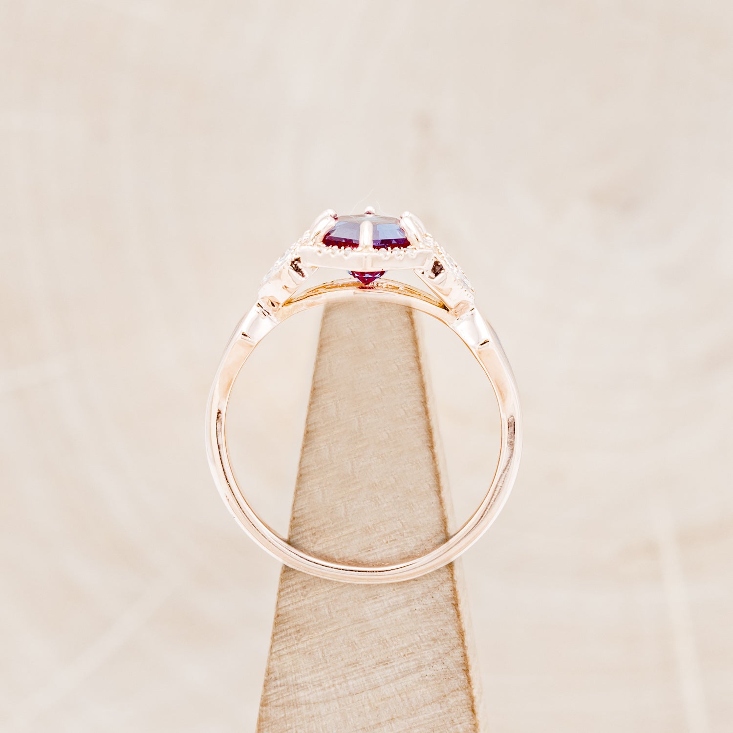 "LUCY IN THE SKY" PETITE - HEXAGON CUT LAB-GROWN ALEXANDRITE ENGAGEMENT RING WITH DIAMOND ACCENTS & COSMIC ACRYLIC INLAYS-6