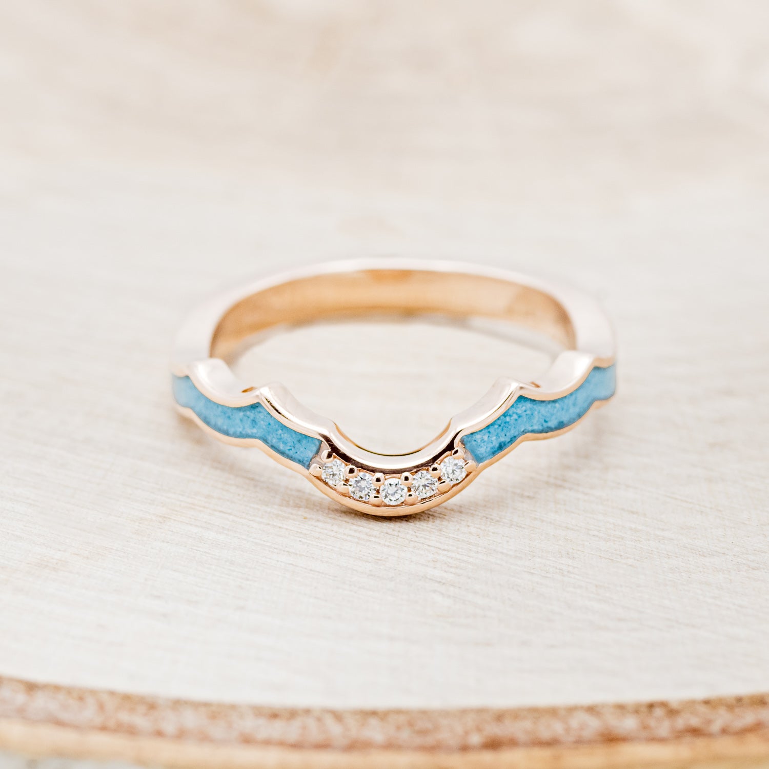 "CLAUDIA" - BRIDAL SUITE - OVAL MORGANITE ENGAGEMENT RING WITH DIAMOND ACCENTS & TRACERS-10