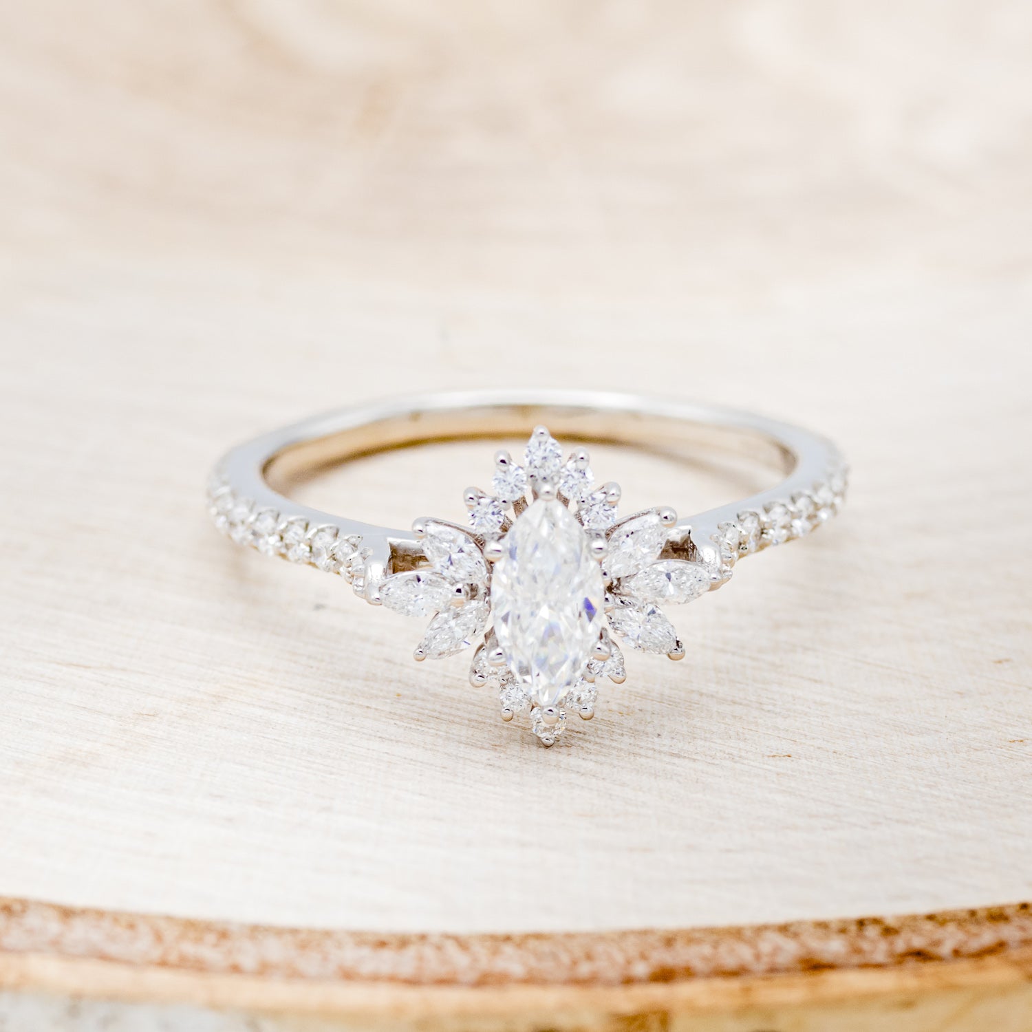 "FRITZI" - MARQUISE CUT MOISSANITE ENGAGEMENT RING WITH DIAMOND ACCENTS-10
