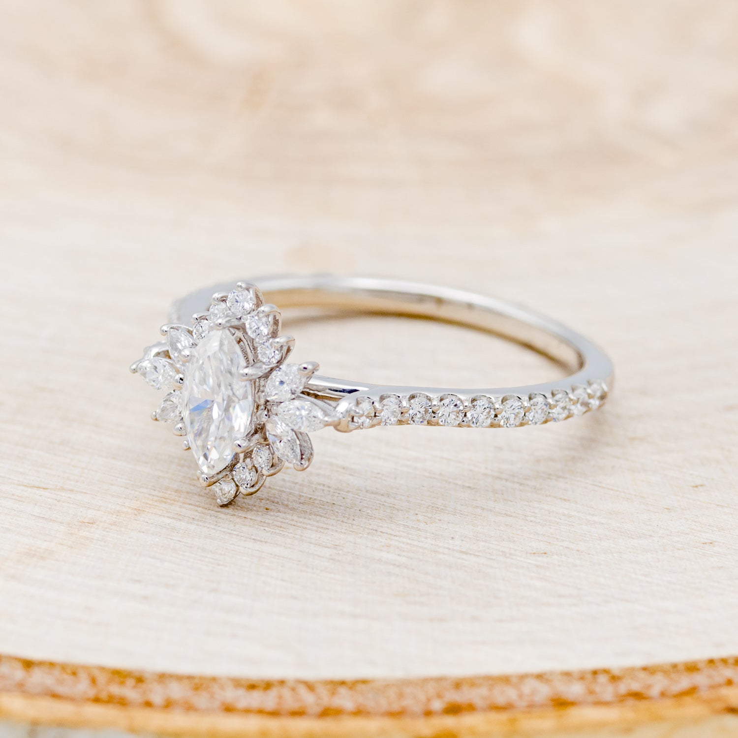 "FRITZI" - MARQUISE CUT MOISSANITE ENGAGEMENT RING WITH DIAMOND ACCENTS-9