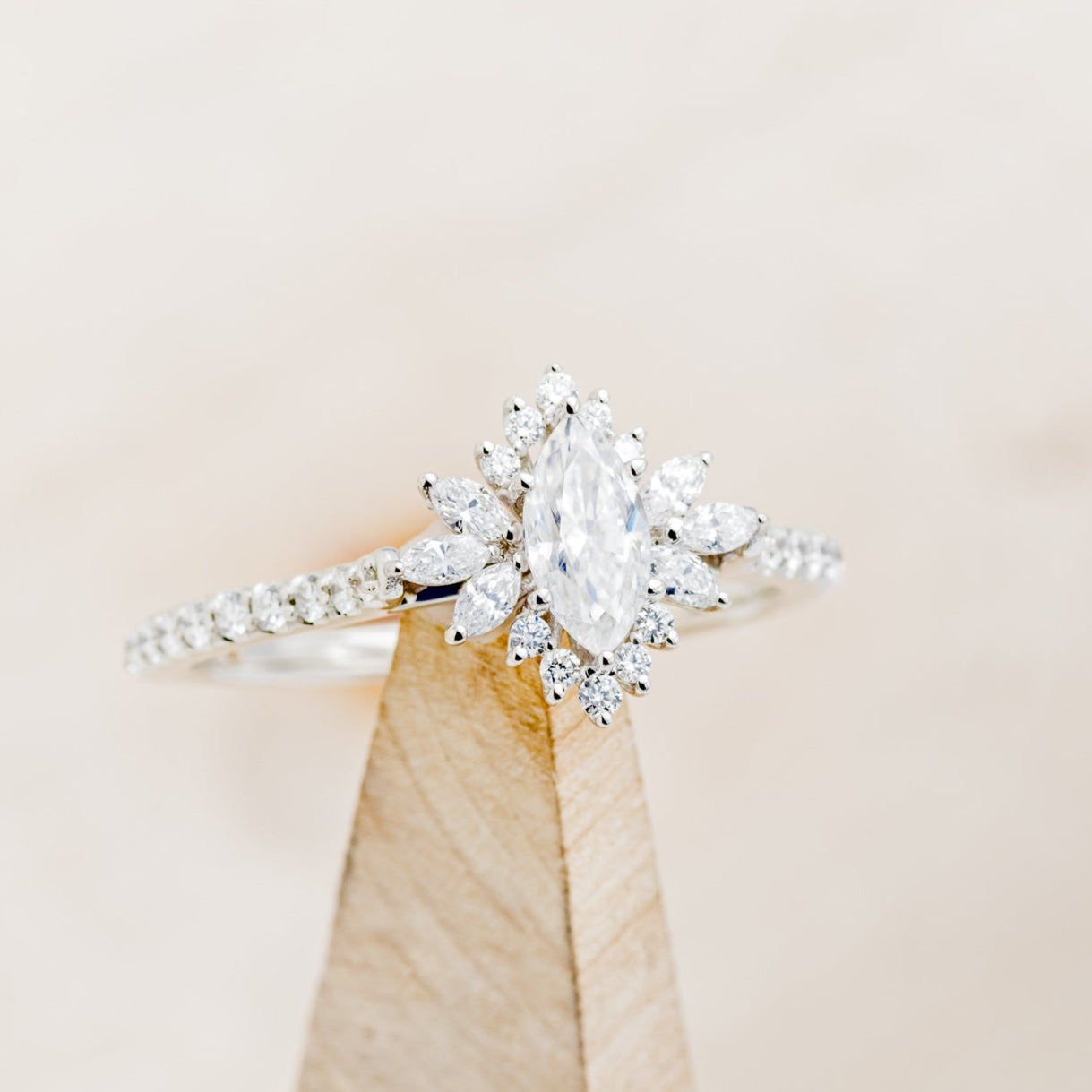 "FRITZI" - MARQUISE CUT MOISSANITE ENGAGEMENT RING WITH DIAMOND ACCENTS-7