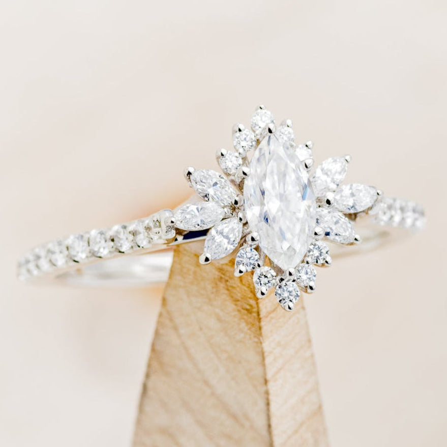 "FRITZI" - MARQUISE CUT MOISSANITE ENGAGEMENT RING WITH DIAMOND ACCENTS-7