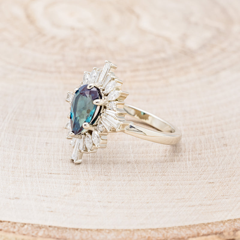 "AUTUMN" - PEAR-SHAPED LAB-GROWN ALEXANDRITE ENGAGEMENT RING WITH DIAMOND HALO-3