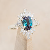 "AUTUMN" - PEAR-SHAPED LAB-GROWN ALEXANDRITE ENGAGEMENT RING WITH DIAMOND HALO-1