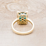 "SIENNA" - EMERALD CUT TURQUOISE ENGAGEMENT RING WITH DIAMOND HALO & ACCENTS-5