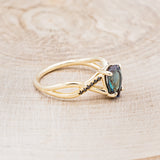 "ROSLYN" - PEAR SHAPED LAB-GROWN ALEXANDRITE ENGAGEMENT RING WITH BLACK DIAMOND ACCENTS