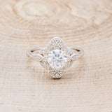 "FLORENCE" - ROUND CUT MOISSANITE ENGAGEMENT RING WITH DIAMOND ACCENTS-4