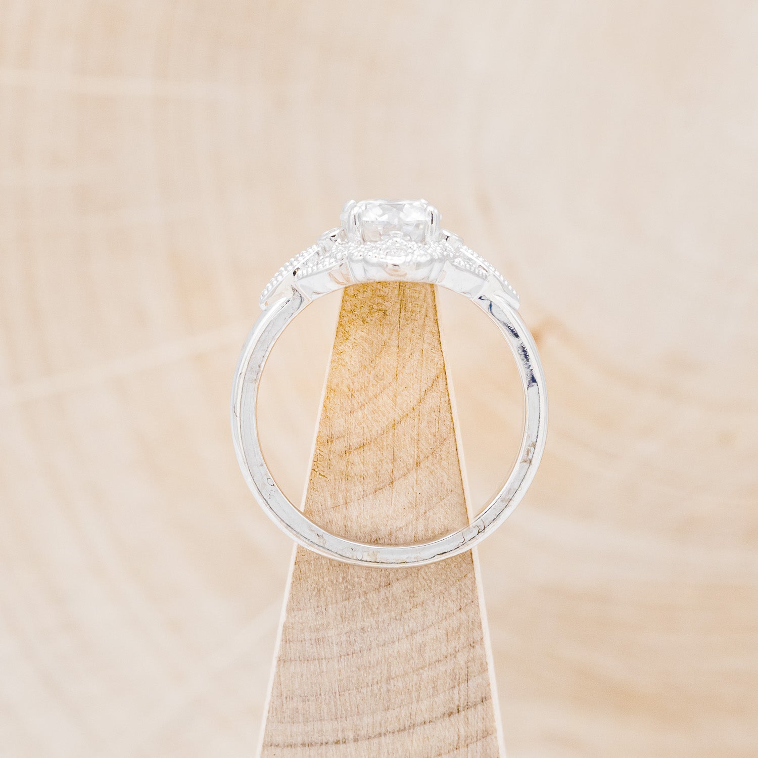 "FLORENCE" - ROUND CUT MOISSANITE ENGAGEMENT RING WITH DIAMOND ACCENTS-6