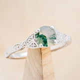 "AIFE" - CELTIC KNOT ROUND CUT MOSS AGATE ENGAGEMENT RING-7