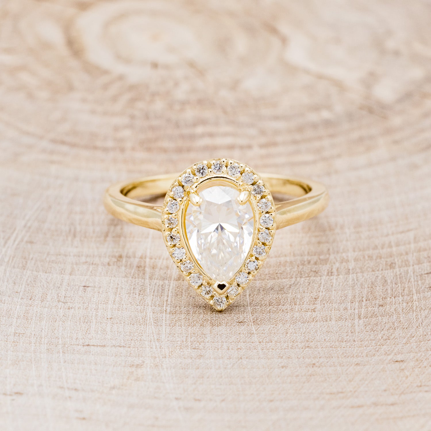 "ARABELLA" - PEAR-SHAPED MOISSANITE ENGAGEMENT RING WITH DIAMOND HALO-4