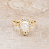 "ARABELLA" - PEAR-SHAPED MOISSANITE ENGAGEMENT RING WITH DIAMOND HALO-4