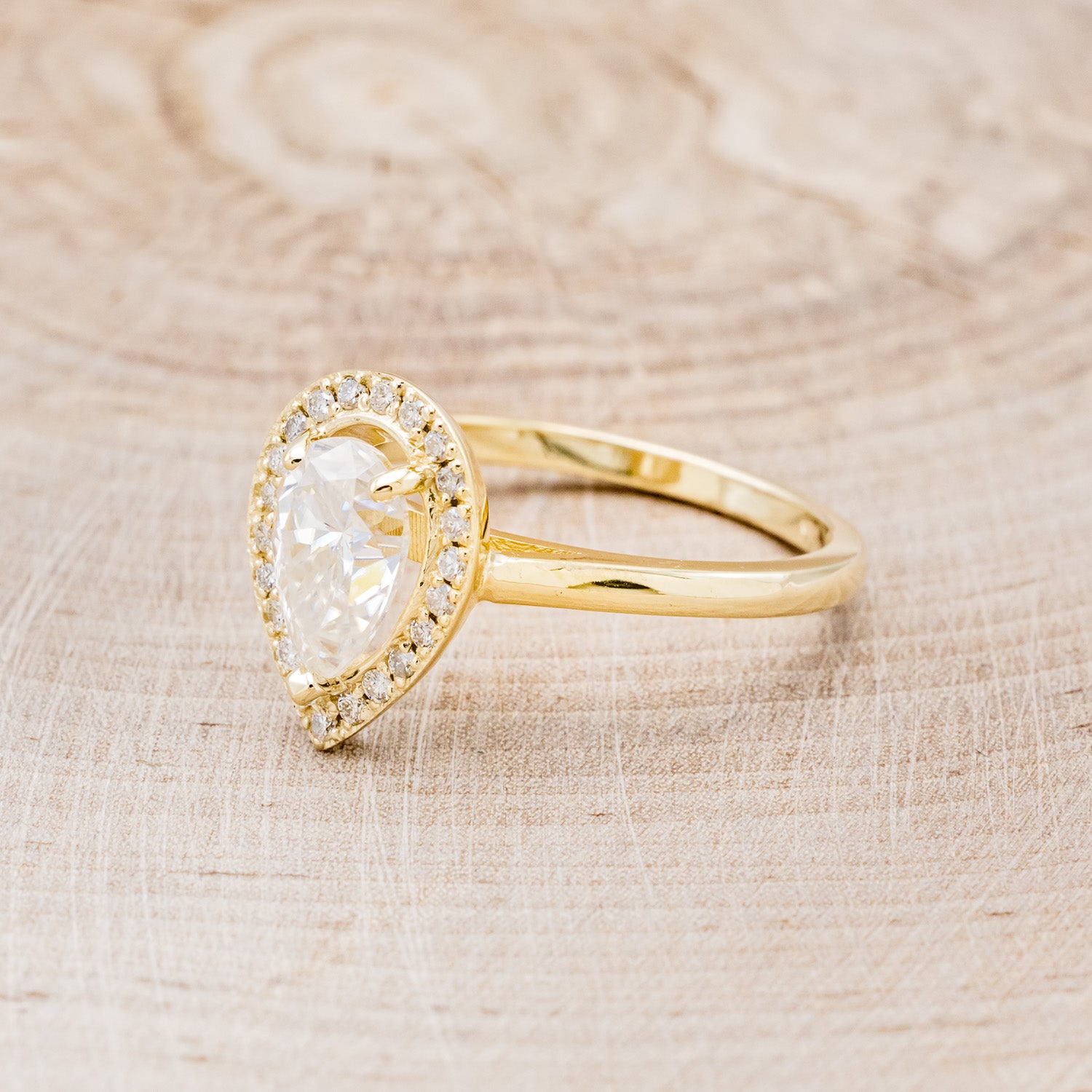 "ARABELLA" - PEAR-SHAPED MOISSANITE ENGAGEMENT RING WITH DIAMOND HALO-3