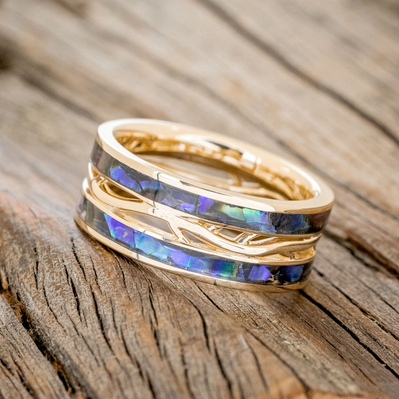 Three Keys Jewelry Abalone Shell Inlay Tungsten ring