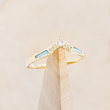 "SOFIA" - BRIDAL SUITE - PEAR SHAPED TURQUOISE ENGAGEMENT RING WITH DIAMOND HALO & TRACERS-14