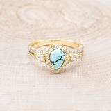 "SOFIA" - PEAR-SHAPED TURQUOISE ENGAGEMENT RING WITH DIAMOND HALO & ACCENTS-10