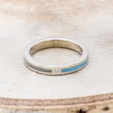 "HARMONY" - TURQUOISE AND FIRE & ICE OPAL SPLIT STACKING BAND WITH A DIAMOND ACCENT