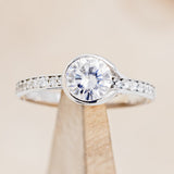 BEZEL SET MOISSANITE ENGAGEMENT RING WITH DIAMOND ACCENTS
