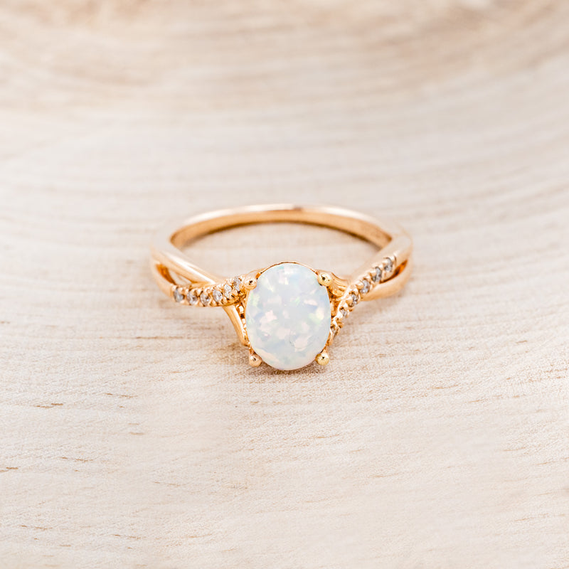 "ROSLYN" - OVAL OPAL ENGAGEMENT RING WITH DIAMOND ACCENTS-4