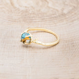 "ARTEMIS" - ROUND CUT SPINY OYSTER TURQUOISE ENGAGEMENT RING WITH AN ANTLER-STYLE STACKING BAND