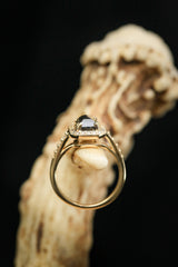 "KARLA" - ENGAGEMENT RING WITH DIAMOND HALO & ACCENTS - SHOWN W/ EMERALD CUT SALT & PEPPER DIAMOND - SELECT YOUR OWN STONE