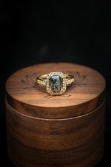 "KARLA" - ENGAGEMENT RING WITH DIAMOND HALO & ACCENTS - MOUNTING ONLY - SELECT YOUR OWN STONE