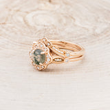 "EILEEN" - ROUND CUT MOSS AGATE ENGAGEMENT RING WITH DIAMOND ACCENTS & TRACER-3