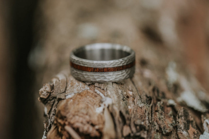 Hammered titanium clearance wedding band