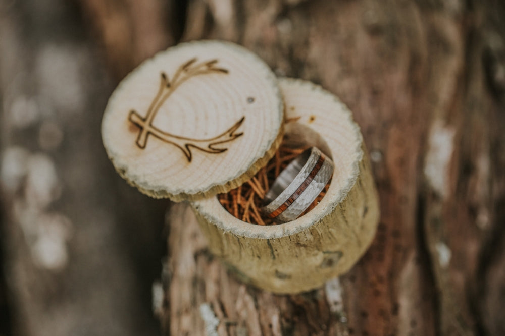 "VERTIGO" - IRONWOOD WEDDING BAND WITH HAMMERED FINISH-15