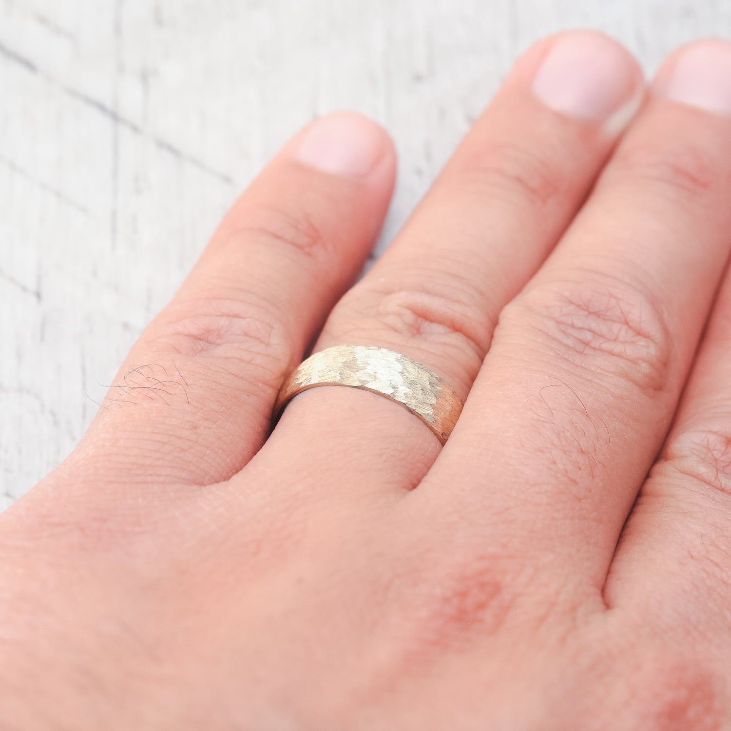 DOMED PROFILE WEDDING BAND WITH HAMMERED FINISH-22