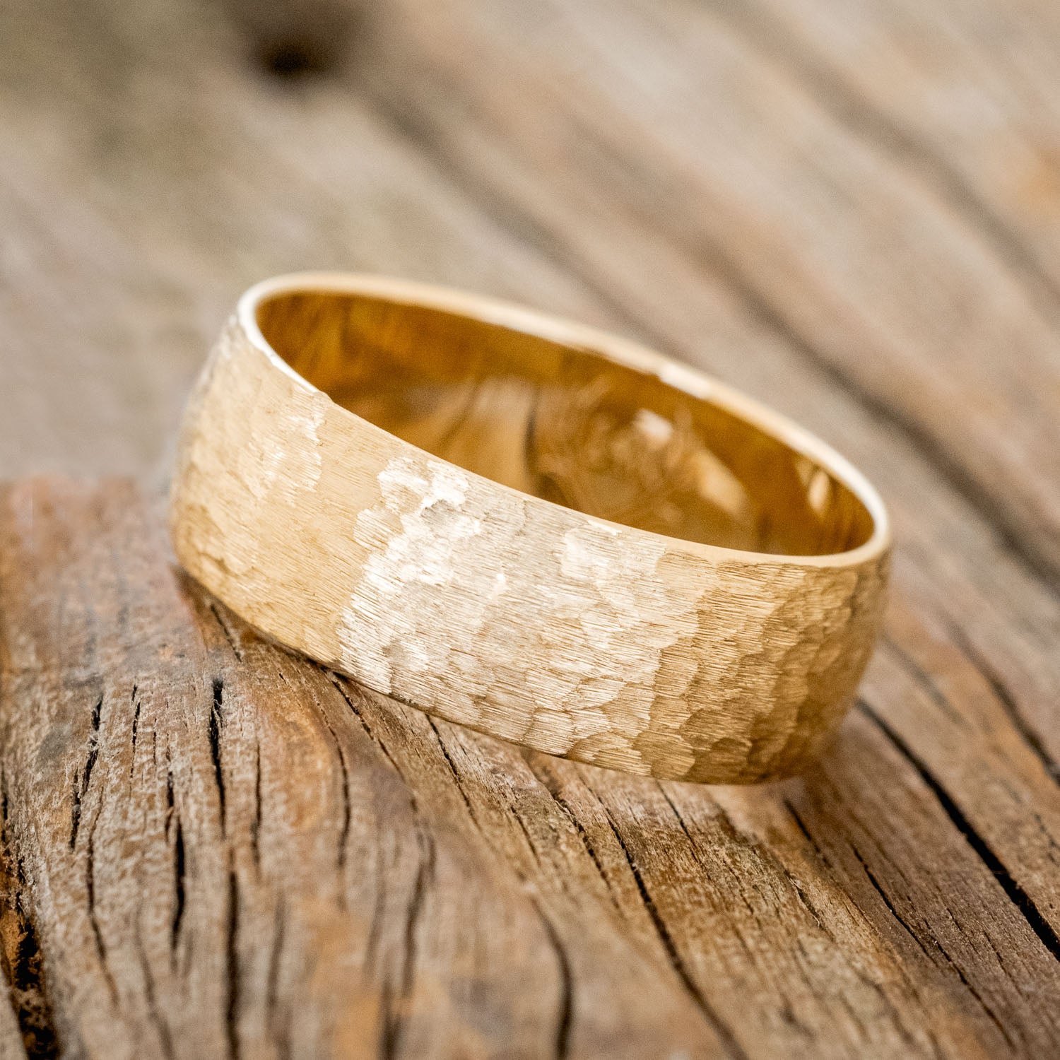 DOMED PROFILE WEDDING BAND WITH HAMMERED FINISH-14