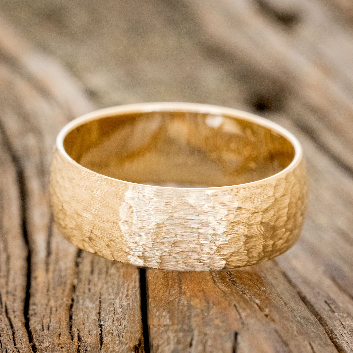 DOMED PROFILE WEDDING BAND WITH HAMMERED FINISH-15