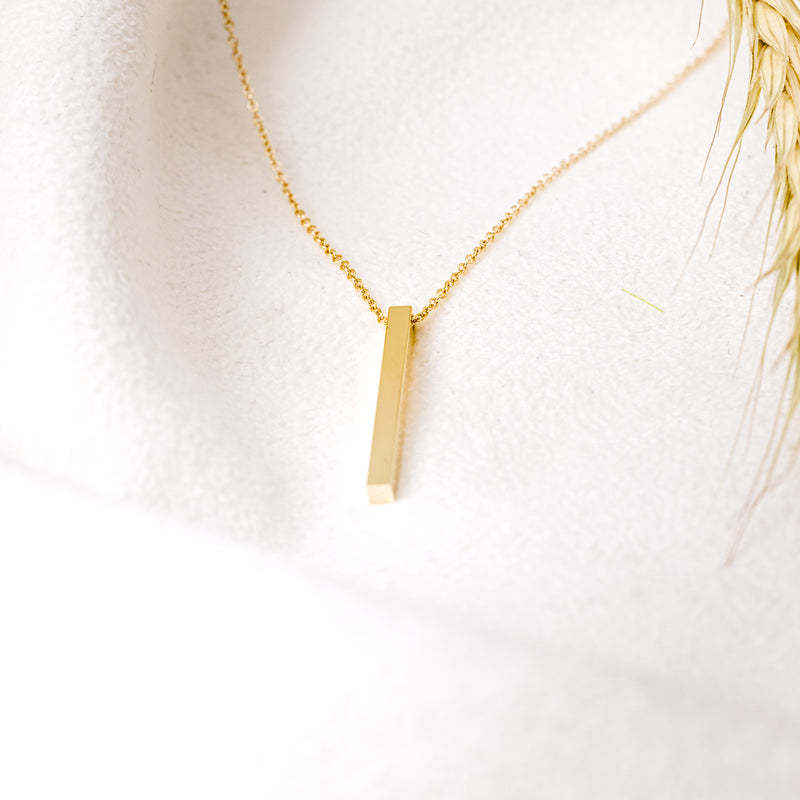 ENGRAVABLE FOUR-SIDED VERTICAL BAR NECKLACE