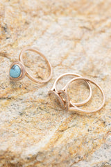 "TERRA" BRIDAL SUITE - PEAR-SHAPED TURQUOISE ENGAGEMENT RING WITH DIAMOND HALO & TRACERS