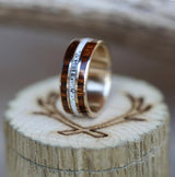 "RIO" - IRONWOOD & ANTLER WEDDING BAND - 14K WHITE GOLD - SIZE 10-1