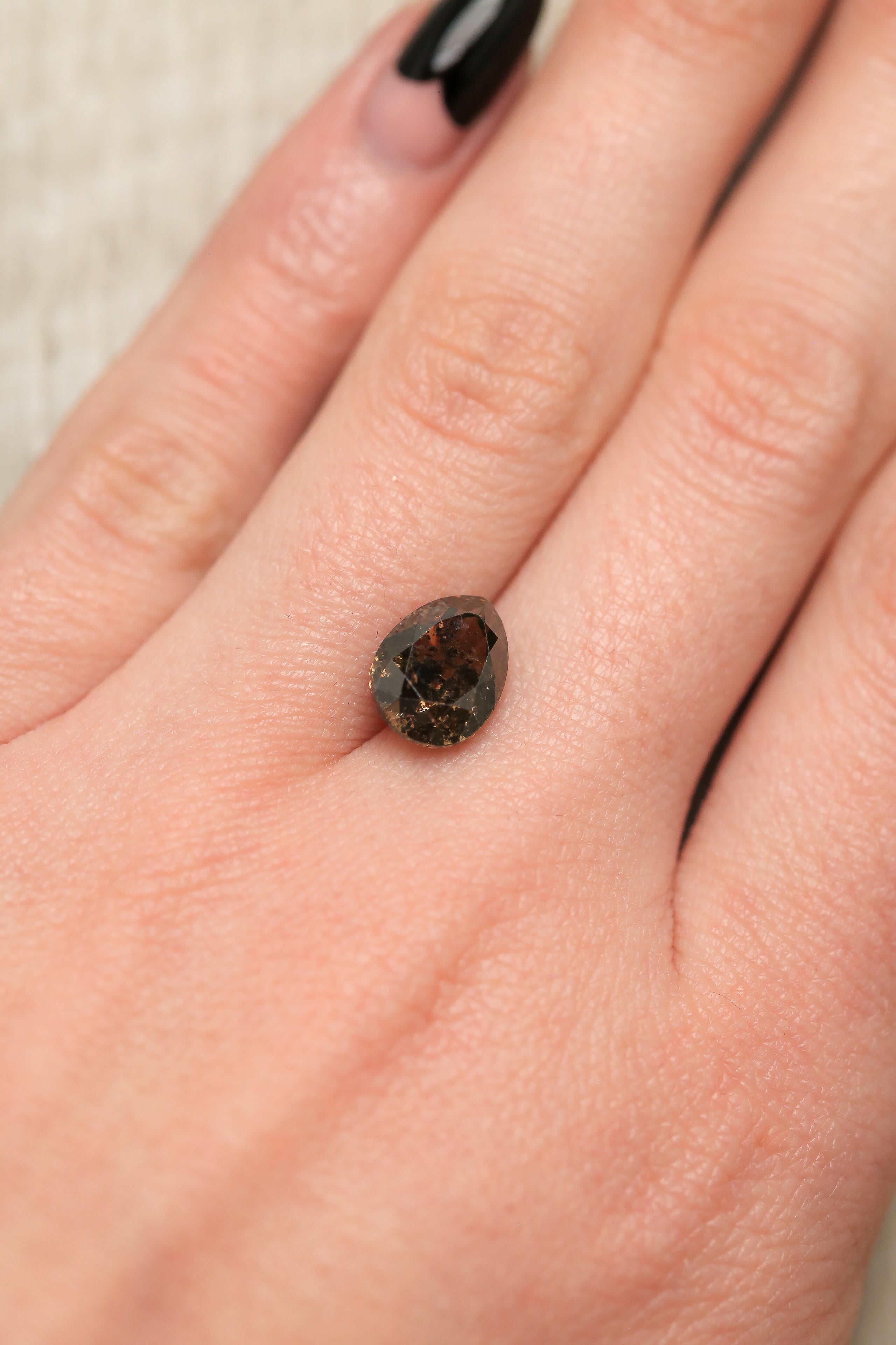 3.21ct 10.36x7.71x5.04mm PEAR DOUBLE CUT SALT & PEPPER DIAMOND-2