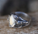 CUSTOM HAND-CARVED GUNS & ROSES RING DESIGN WITH ELK TOOTH - Staghead Designs - Antler Rings By Staghead Designs