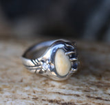 WOMEN'S CUSTOM HAND-CARVED RING WITH ELK TOOTH & DIAMOND ACCENT - Staghead Designs - Antler Rings By Staghead Designs