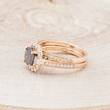"OPHELIA" - CUSHION CUT SALT & PEPPER DIAMOND ENGAGEMENT RING WITH "STELLA" STACKING BAND